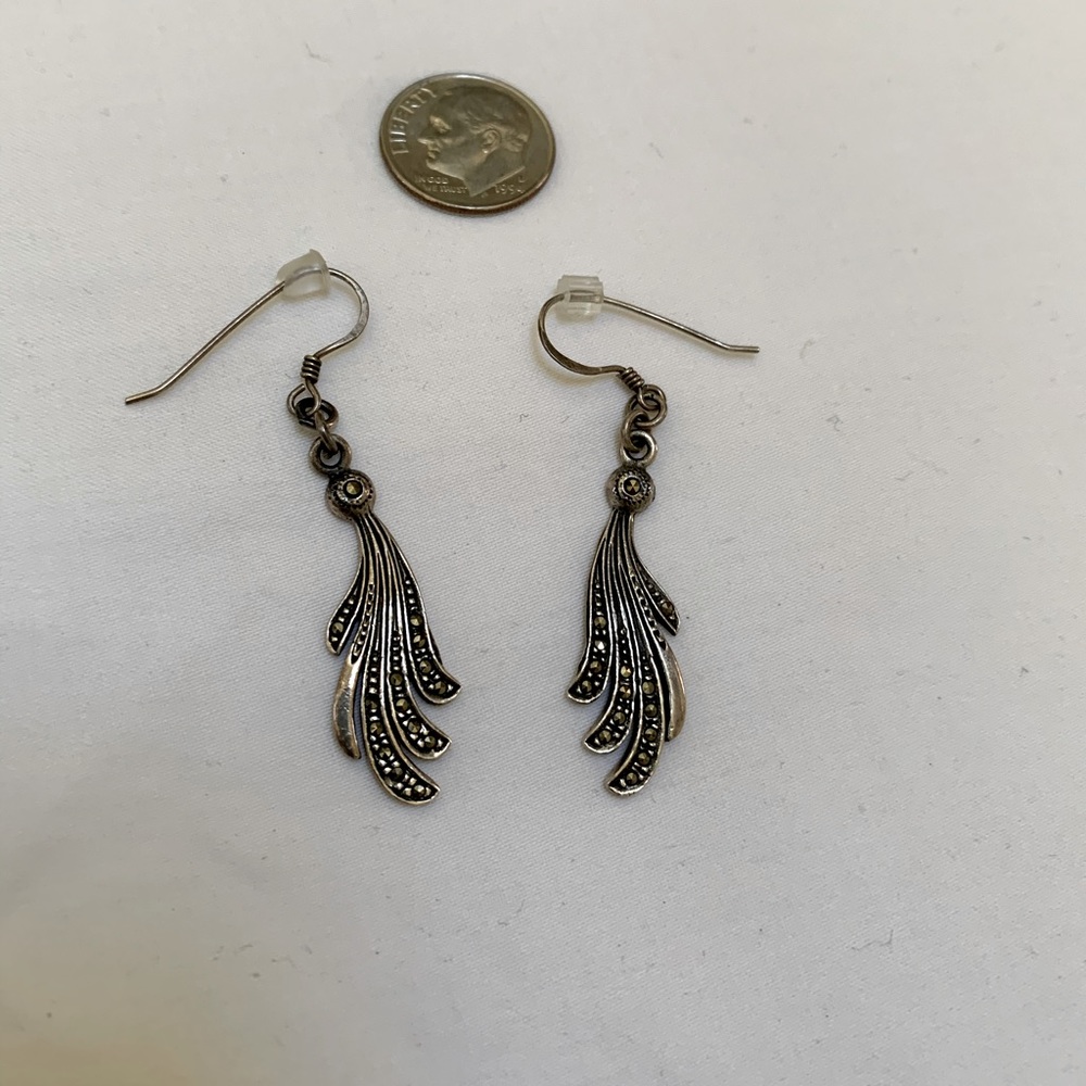 Marcasite earrings.  Silver leaf shaped